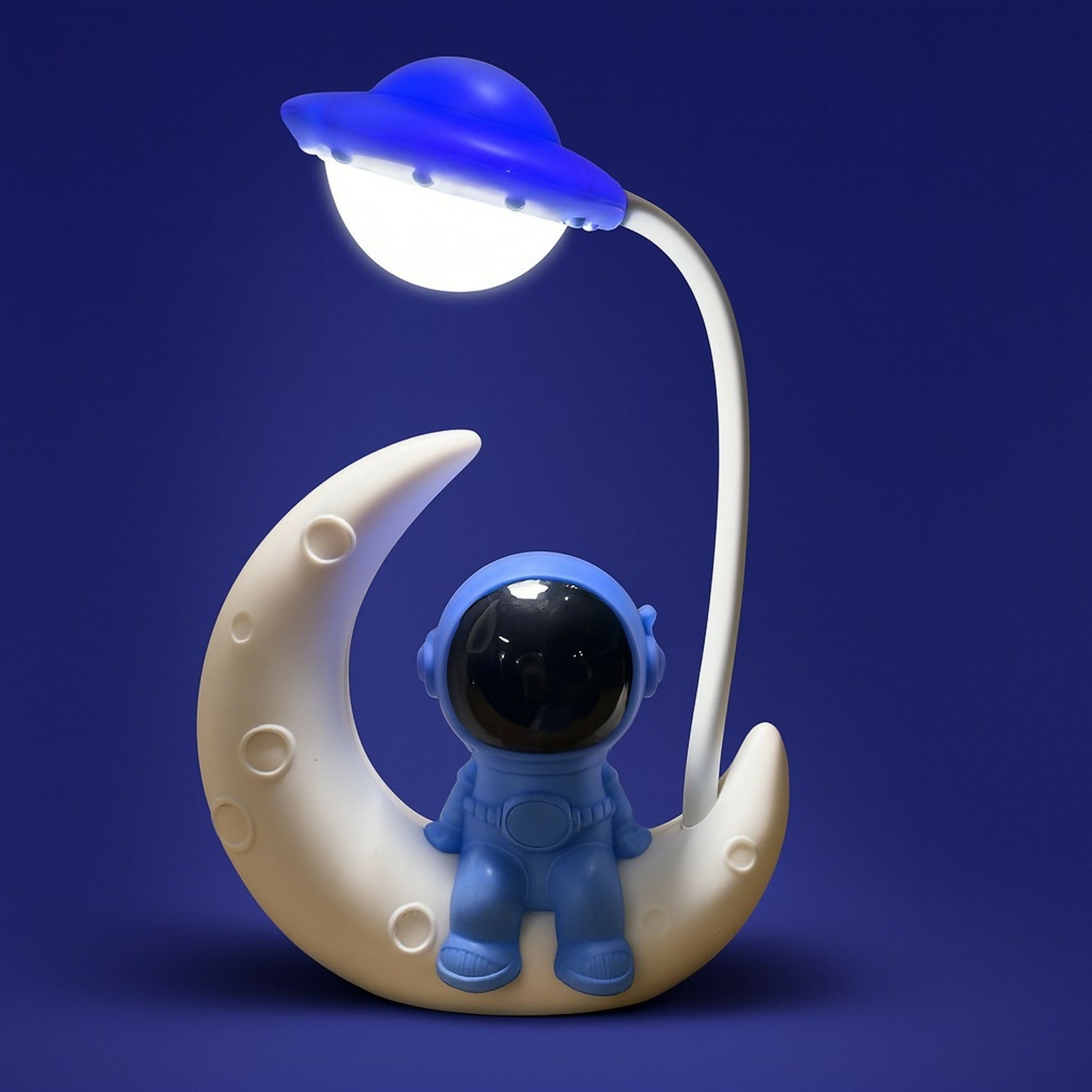 Astronaut Moon LED Night Lamp with Adjustable Stand, Soft Warm Light for Kids, Bedroom, Study Table, Baby Room, Home Decor & Gifting