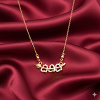 Gold Plated Interlocking Hearts Leaf AD Pendant Necklace For women and girls