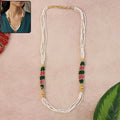 Handmade White Beaded Mala Necklace – Traditional Design for Women