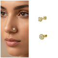 Gold Plated Clover Nose Stud – Sparkling Floral Design