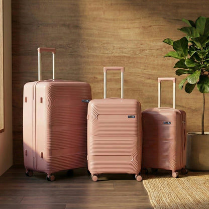 Rose Gold Hard Shell Cabin Trolley Suitcase with Telescopic Handle & 8 Wheels