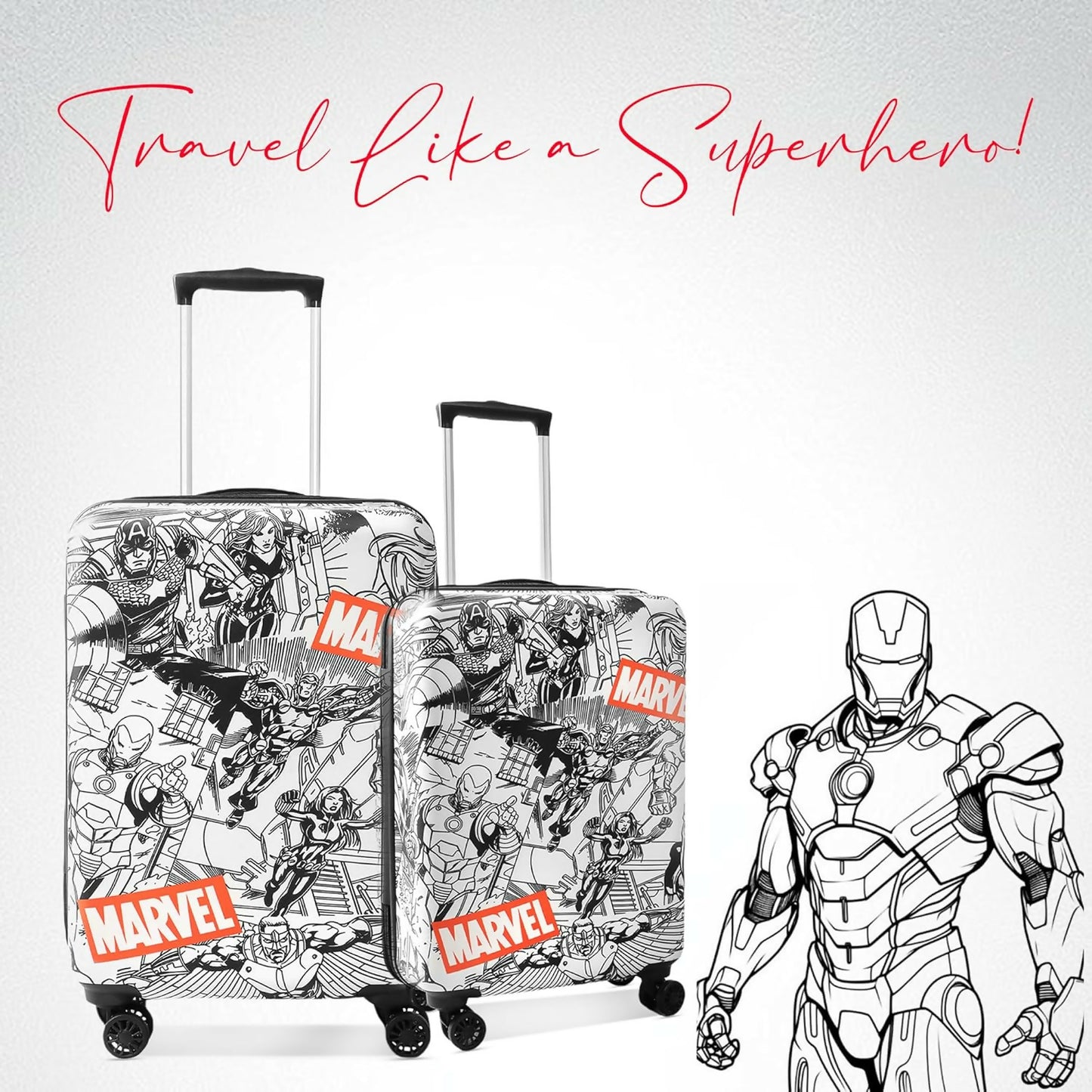 Novex Marvel Avenger Kids Trolley Bags for Travel Polycarbonate Luggage /Suitcase with 4 Wheel (Black,22 Inch)