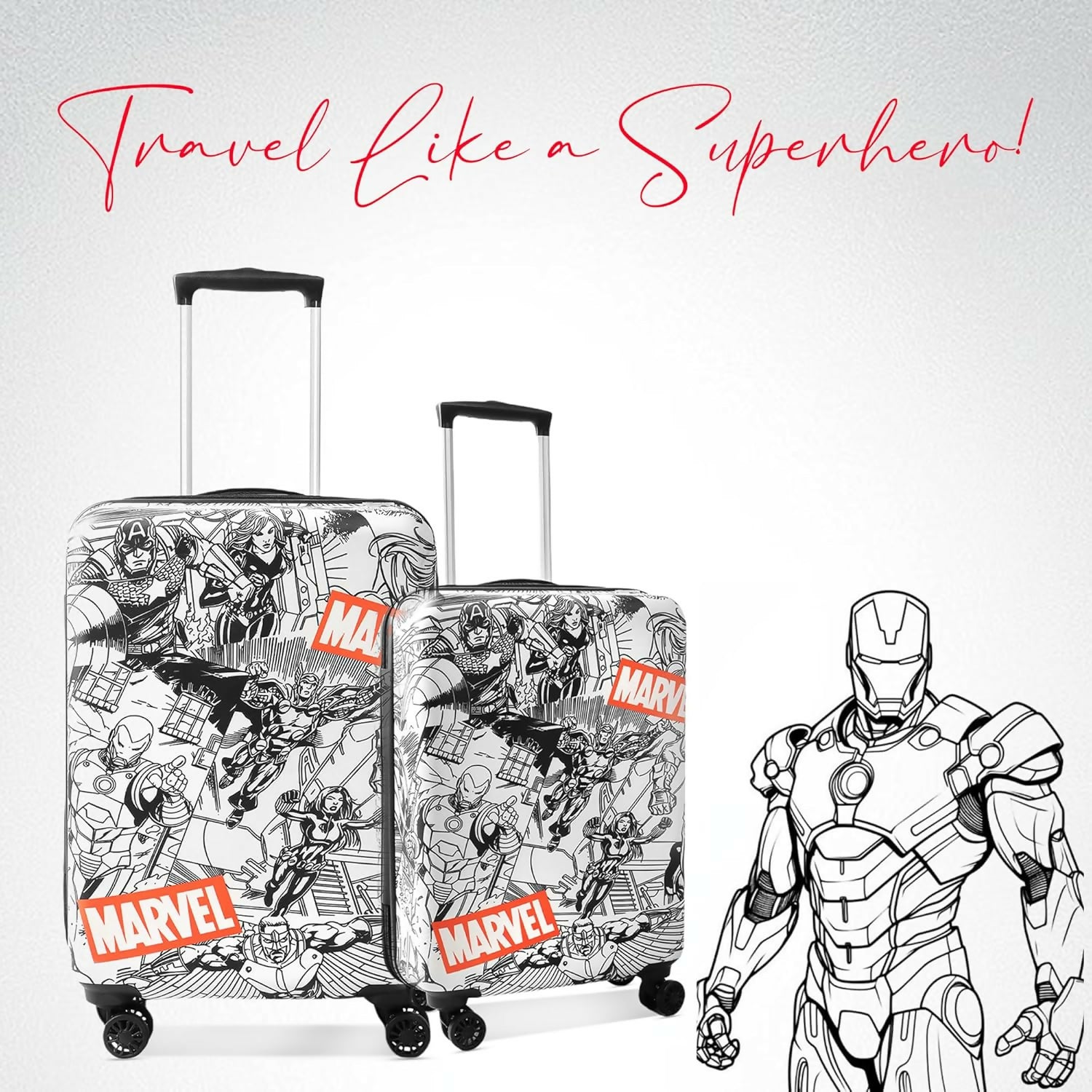 Novex Marvel Avenger Kids Trolley Bags for Travel Polycarbonate Luggage /Suitcase with 4 Wheel (Black,22 Inch)