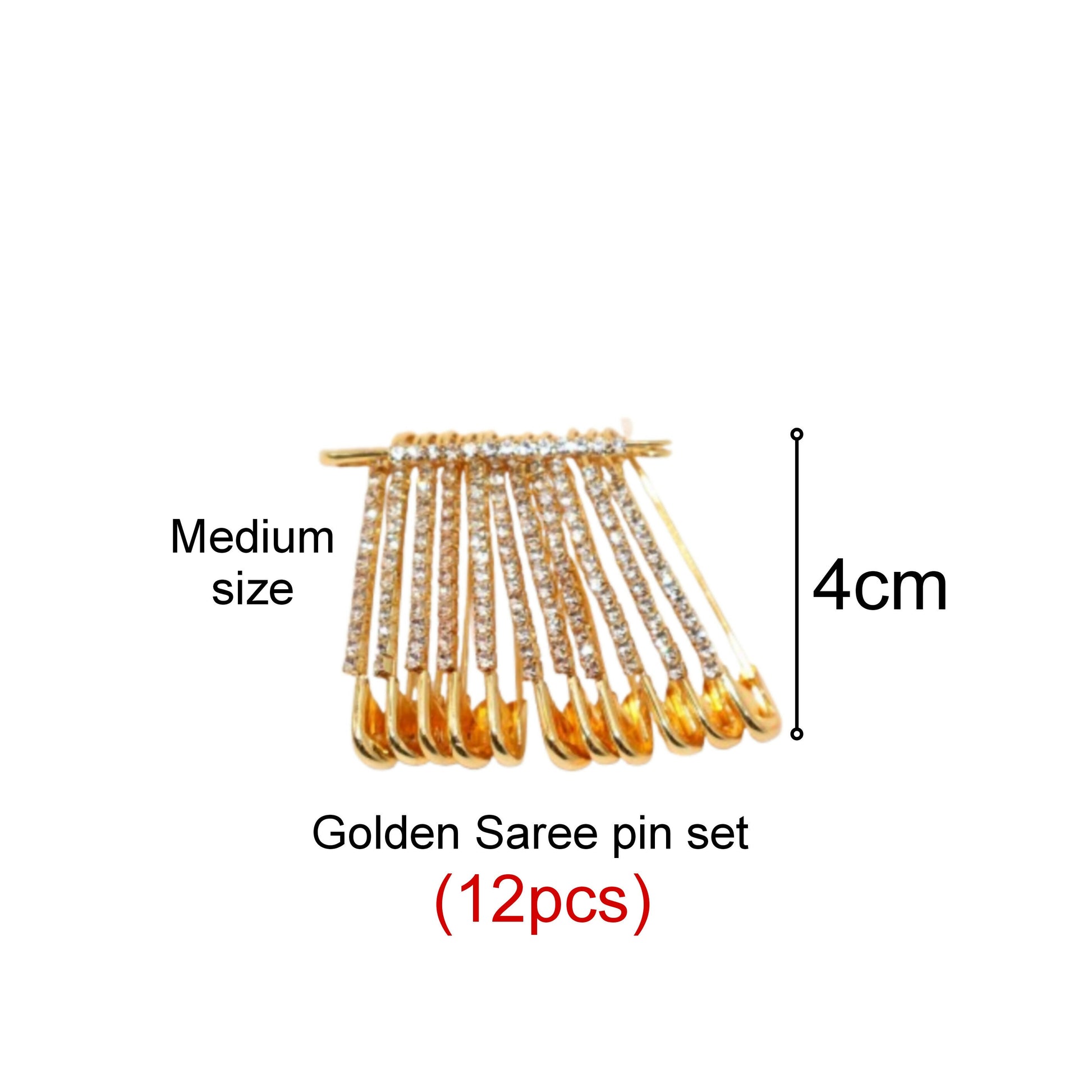 Glam Crystal Gold Saree Pin Brooch & Dangle Charms Set