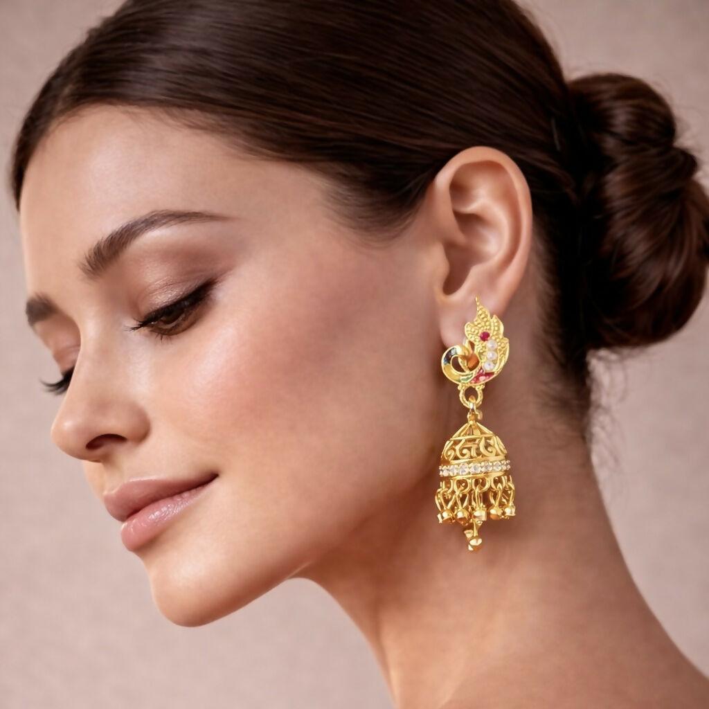 Traditional Peacock Motif Statement Earrings