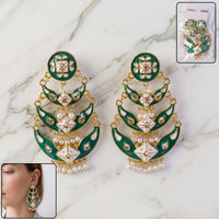 Sea Green Premium Meenakari Chandbali Earrings (1 Pc)
