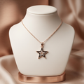 Rose Gold Plated Double Star Pendant Necklace with Pearl for Women and Girls