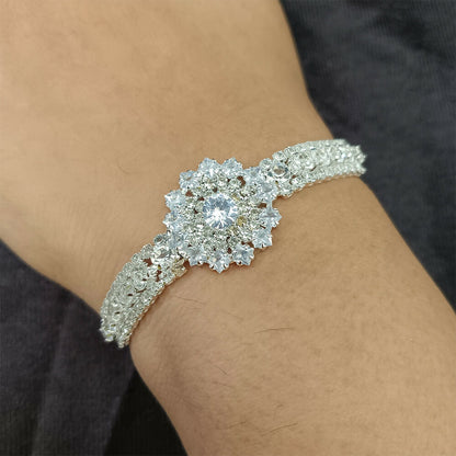 Silver Plated Ad Stone Adjustable Bracelet