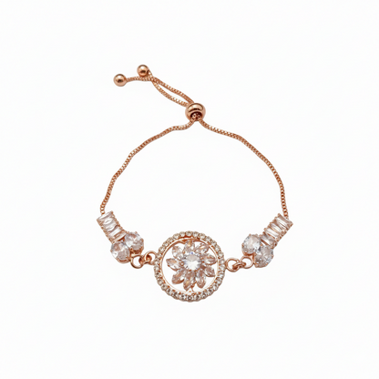 Sparkling AD Floral Design Bracelet For party wear