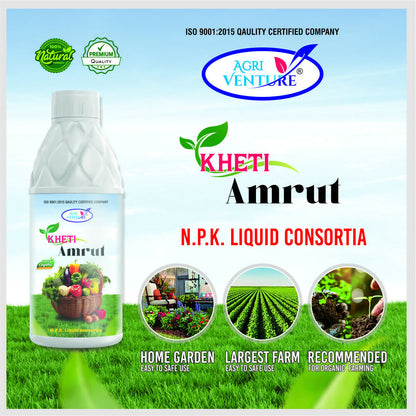 AgriVenture KHETI AMRUT ( NPK Consortia ) Nitrogen, Phosphorus And Potassium Bactericide Organic Product BIO FIRTILIZERS (1 LTR)