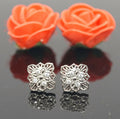 Filigree Diamond Cluster Stud Earrings – Elegant 14K White Gold