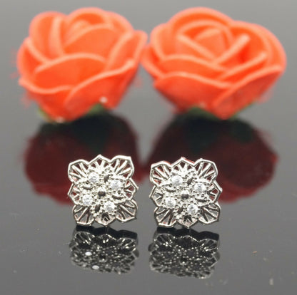 Filigree Diamond Cluster Stud Earrings for women and girls