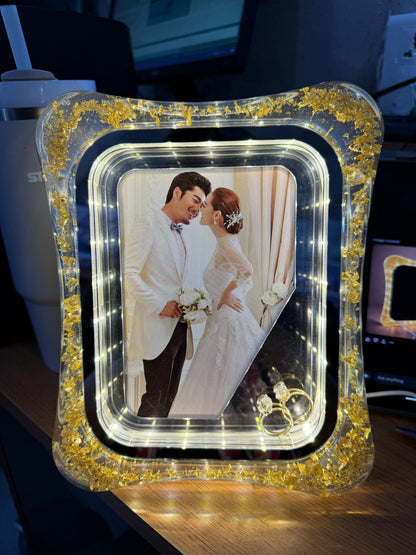 LED Crystal Photo Frame with Romantic Light for Couple Memories