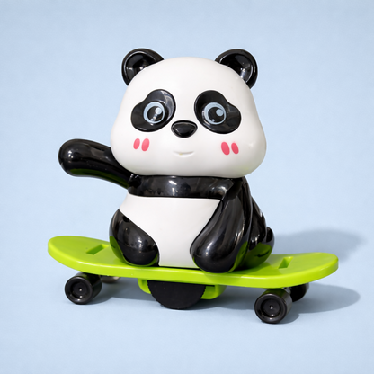 Wind-Up Panda Skateboard Toy for Kids with Moving Wheels