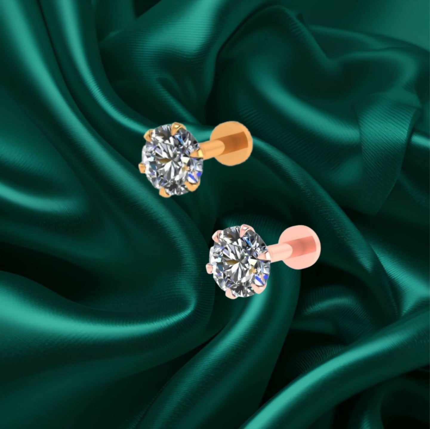 Gold & rose plated Nosepin stud Flat Back Stud for women and girls Combo Pack of 2