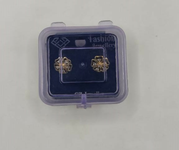 Gold-Plated AD Flower Stud Earrings for women & girls