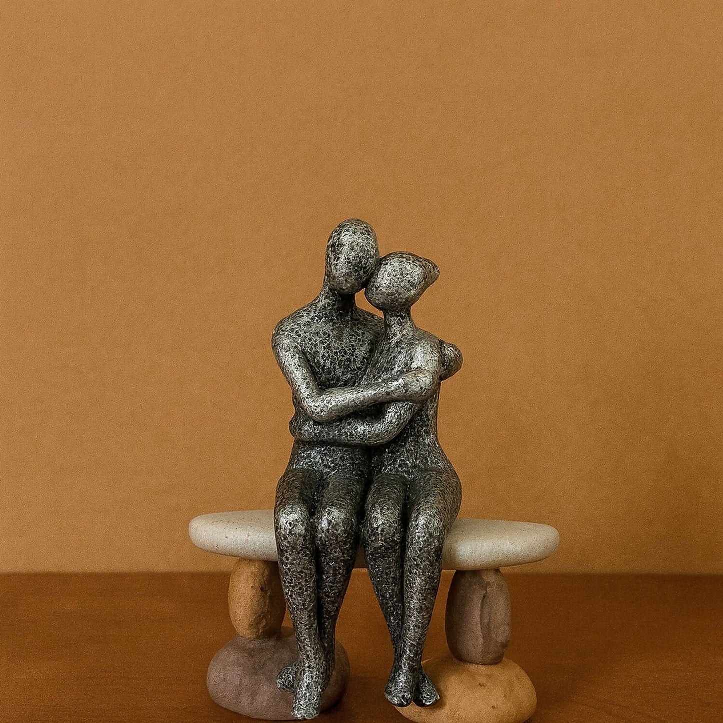 Romantic Couple Sitting on Bench Statue | Modern Love Showpiece for Home Decor