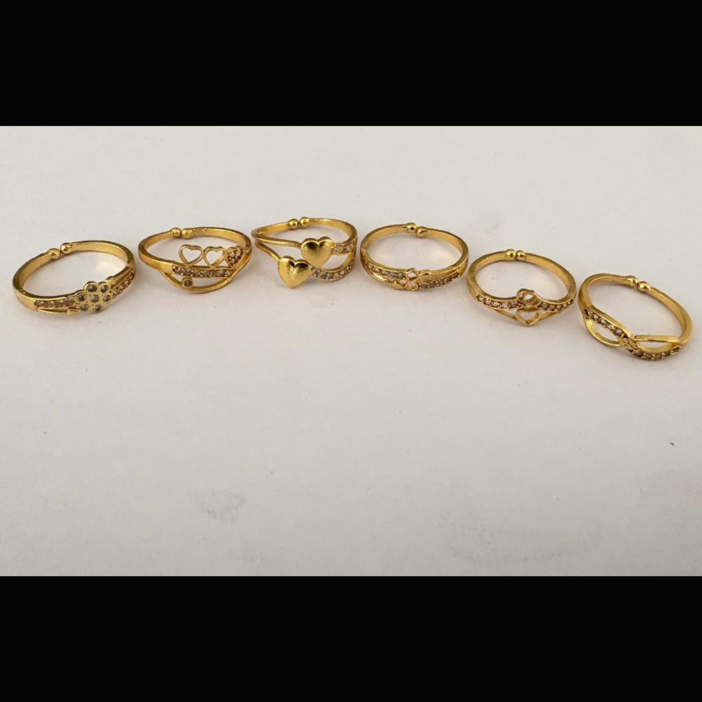 Elegant Finger Ring Set for Women, Made of Brass with Diamond Detailing Gold Plating (Pack of 6)