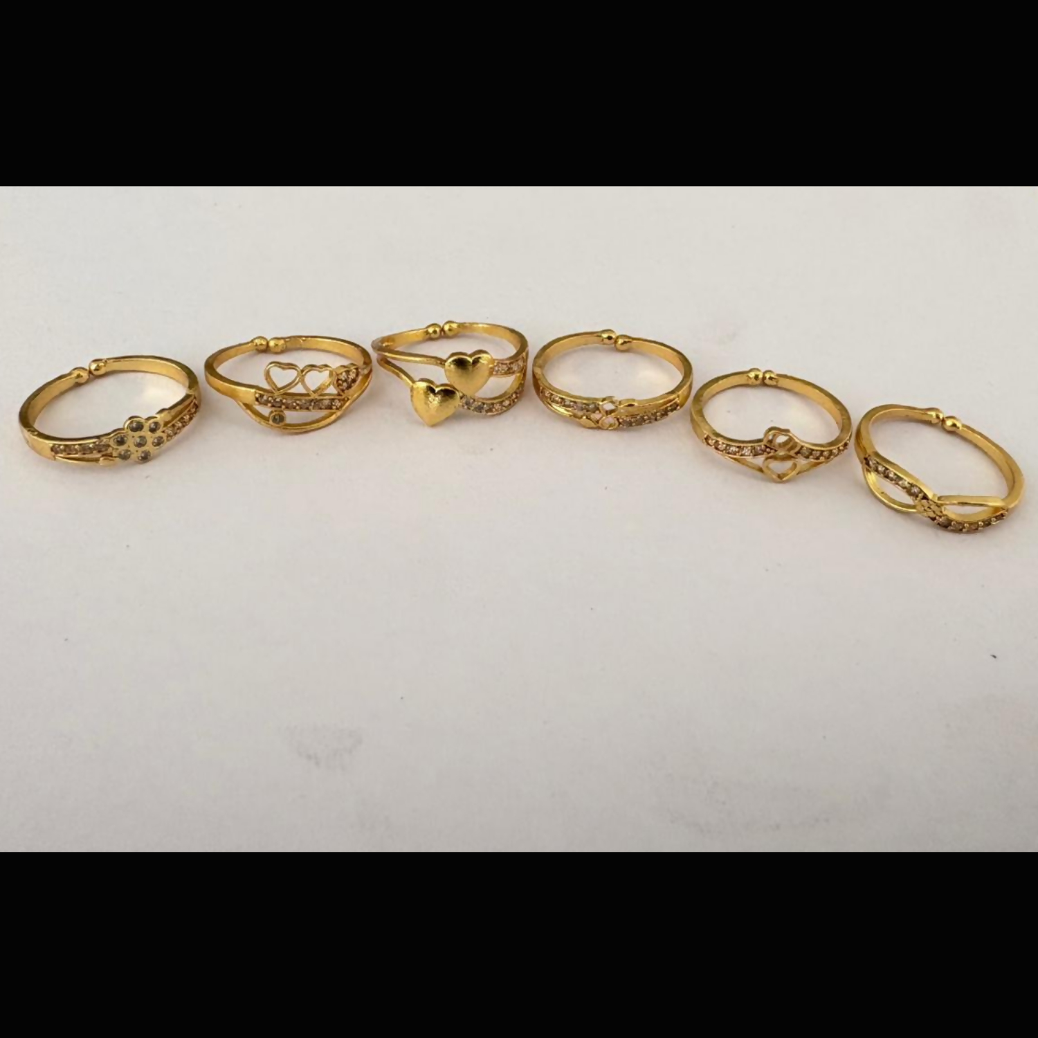 Elegant Finger Ring Set for Women, Made of Brass with Diamond Detailing Gold Plating (Pack of 6)