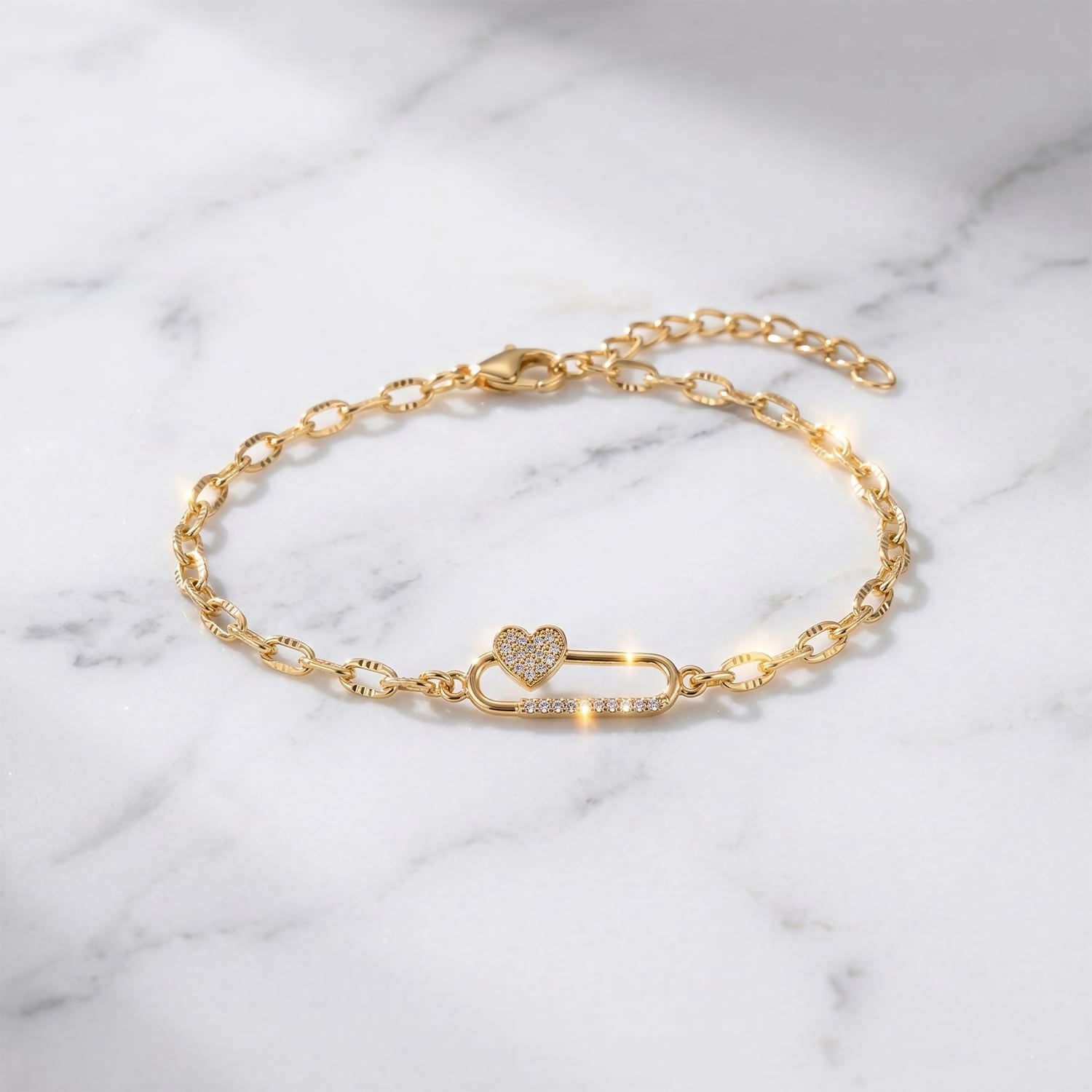 Gold Infinity Charm Bracelet Showing Chain Design – Image 3