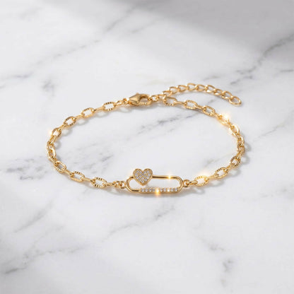 Gold Infinity Charm Bracelet Showing Chain Design – Image 3