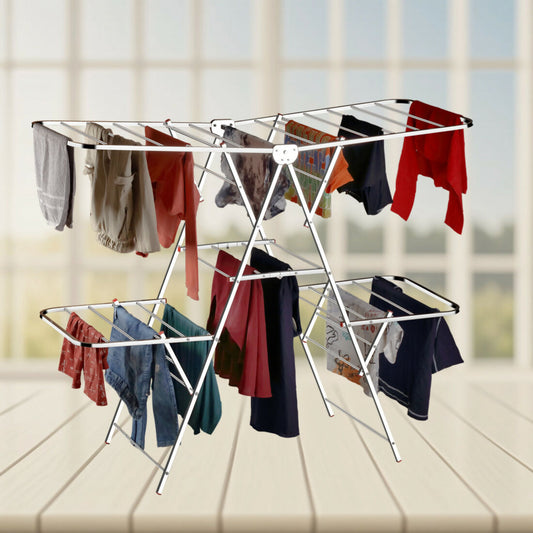 Double-Layer Foldable Stainless Steel Clothes Drying Rack | Heavy-Duty | Rust-Proof | 150x76x127 cm