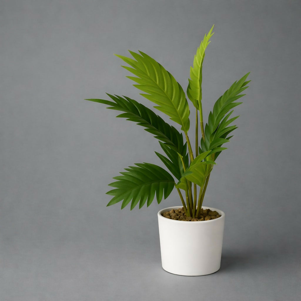 Artificial Palm Leaf Plant with Pot for Home & Office Table Décor
