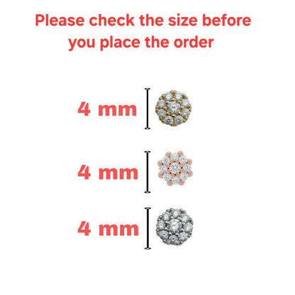 Silver plated Cluster Flower nosepin stud showing floral cluster detail