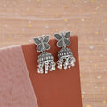 Oxidised Silver Butterfly Jhumka Earrings – Elegant Lightweight Design