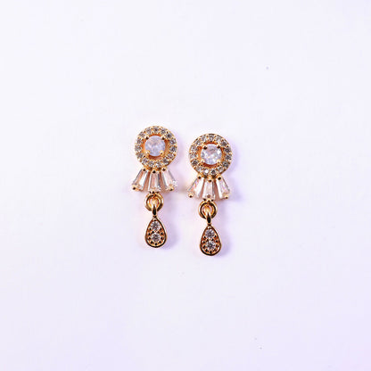 Elegant gold finish earrings with sparkling CZ stones and drop detail
