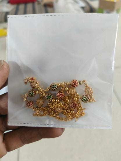 Rose Gold-Toned Pave AD Tassel Choker Set