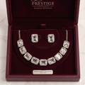 Luxurious White Emerald American Diamond Silver Plated Jewellery Set for Women | Necklace with Matching Earrings