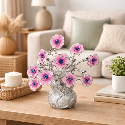 Pink Evil Eye Flower Tree Showpiece for Home Decor & Positive Energy