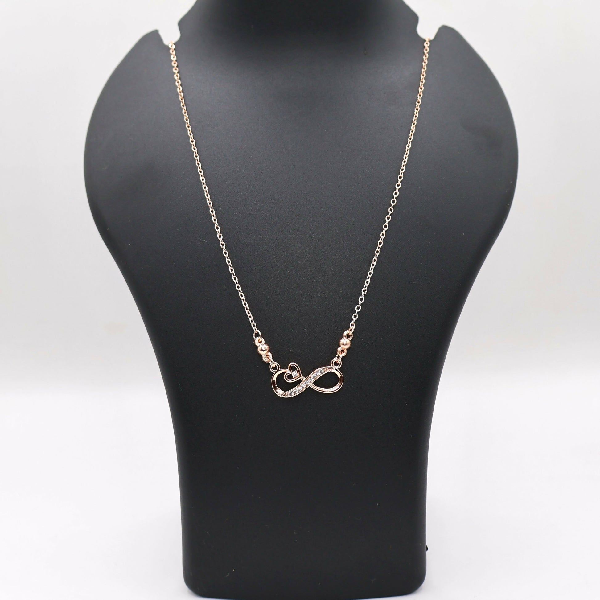 Rose Gold Infinity Heart Necklace with AD For women and girls