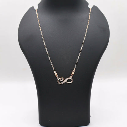 Rose Gold Infinity Heart Necklace with AD For women and girls