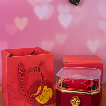 Rose Jewellery Box Gift with Transparent Lid & Premium Storage Case