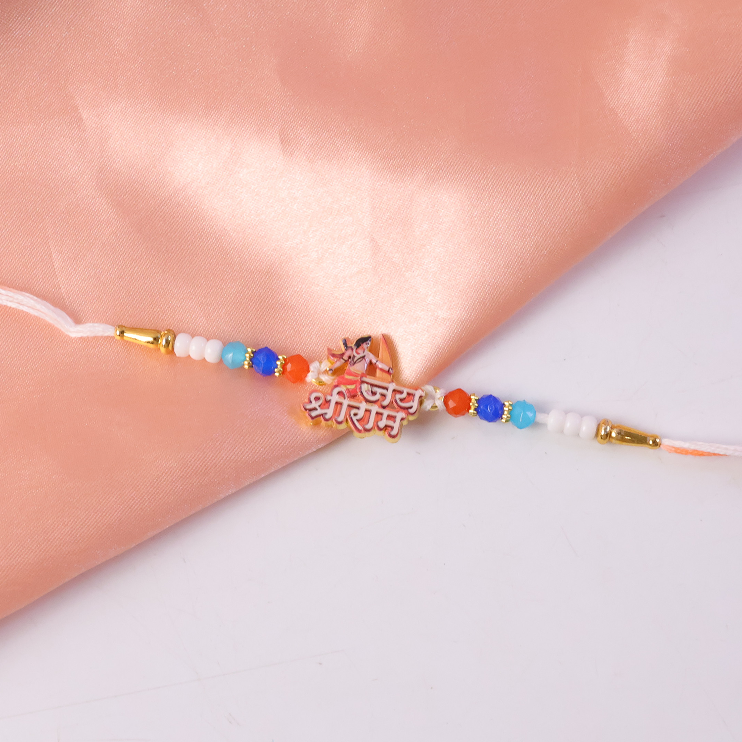 Side view of Jai Shri Ram Rakhi with vibrant colors