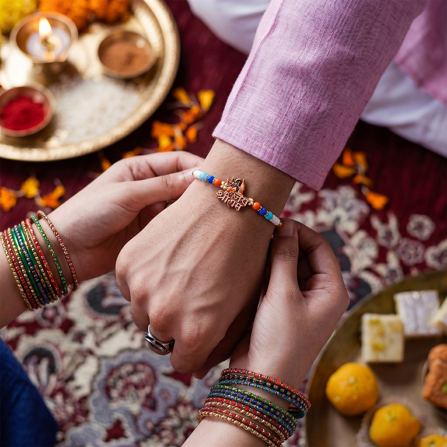 Soft thread rakhi ready to tie