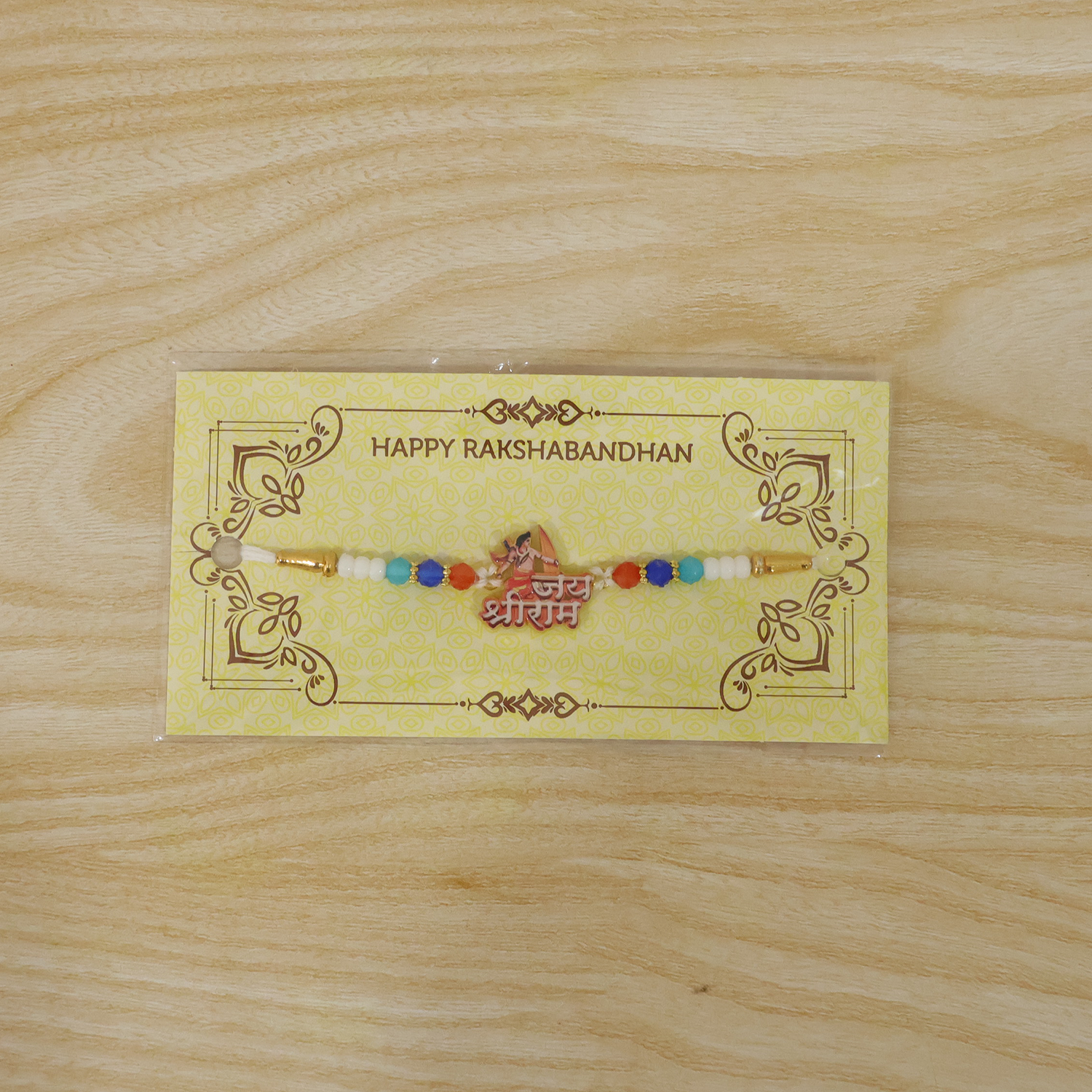 Live display of Lord Ram designer rakhi on hand