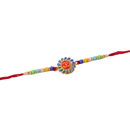 Vibrant colorful beads on rakhi for Raksha Bandhan