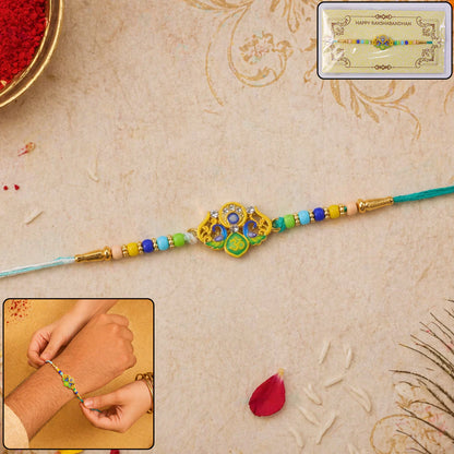 Rakhi – Traditional Colorful Beads and Yellow Thread for Brother