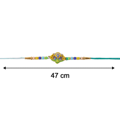 Rakhi – Traditional Colorful Beads and Yellow Thread for Brother
