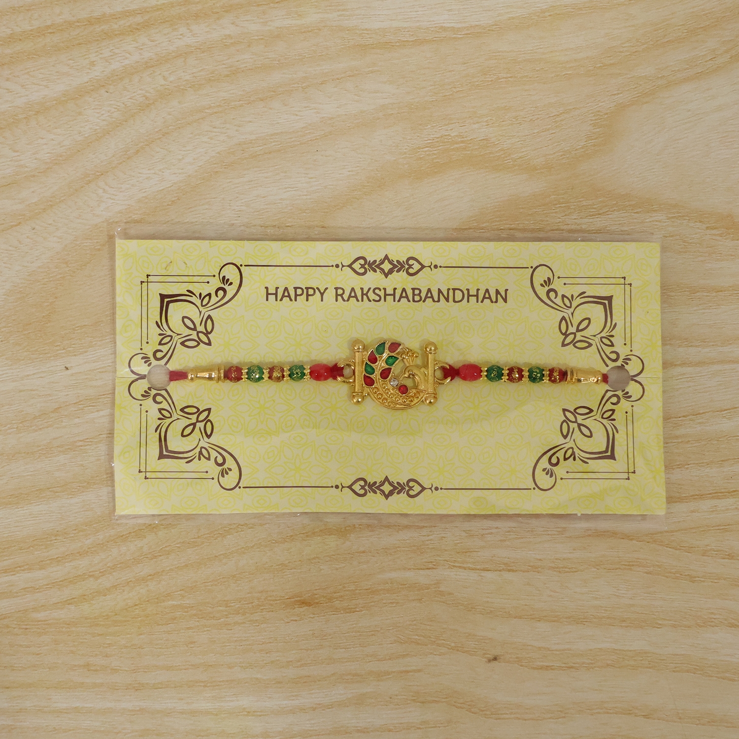 Artistic Peacock Designer Rakhi – Stone Studded, 1 Pc