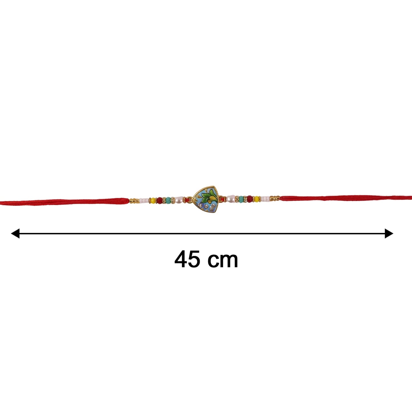 Leaf pattern rakhi size details displayed