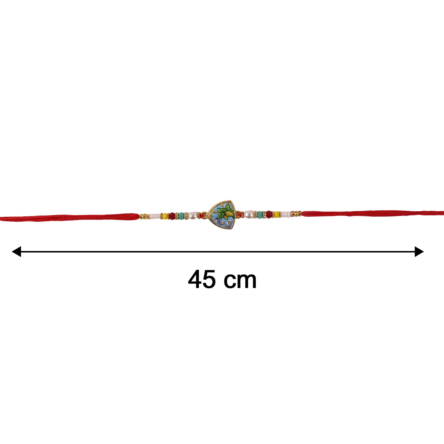 Leaf pattern rakhi size details displayed