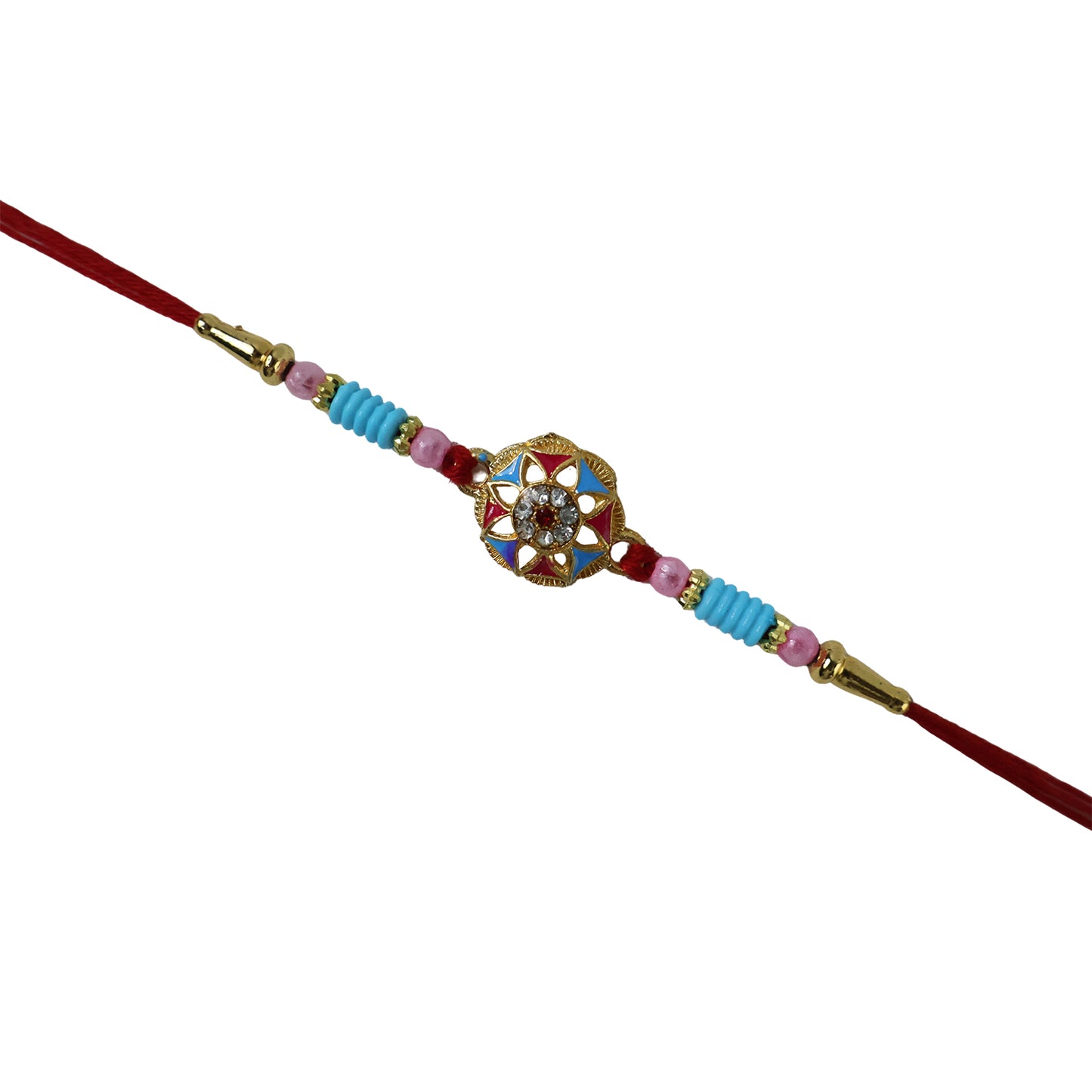 Traditional rakhi with colorful bead decorations