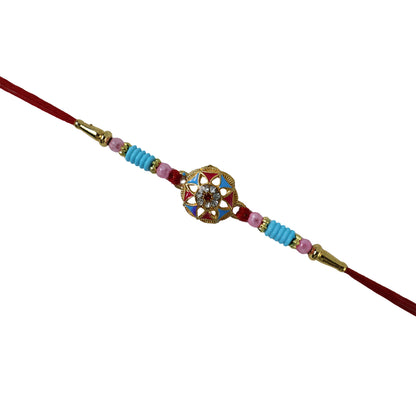 Traditional rakhi with colorful bead decorations