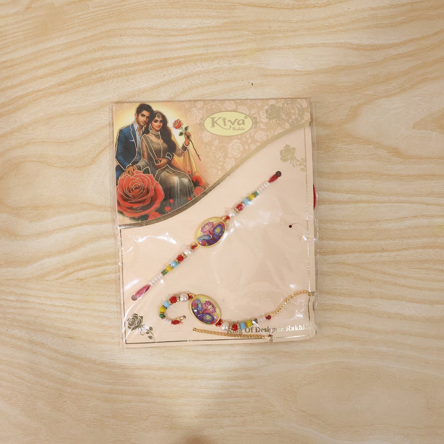 Live image of Lotus Floral Designer Rakhi worn on wrist