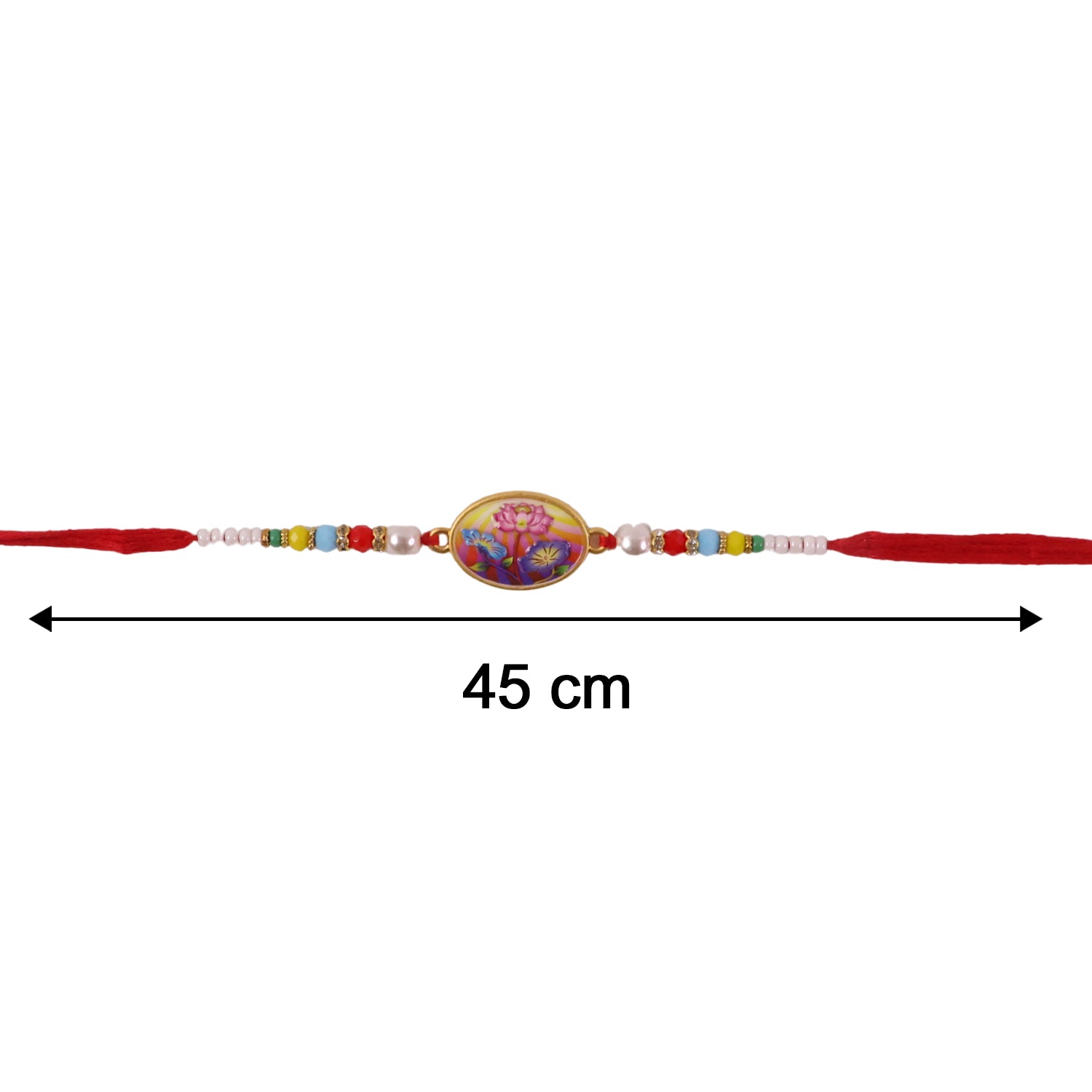Lotus Floral Rakhi size comparison image