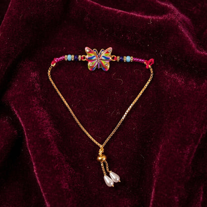 Top view of the Rainbow Butterfly Designer Rakhi